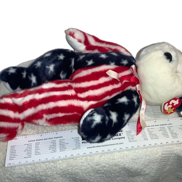 TY Beanie Buddy SPANGLE the American Patriotic Bear 14 inch - Picture 5 of 9